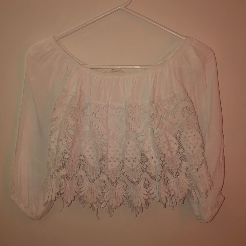 White lace crop top